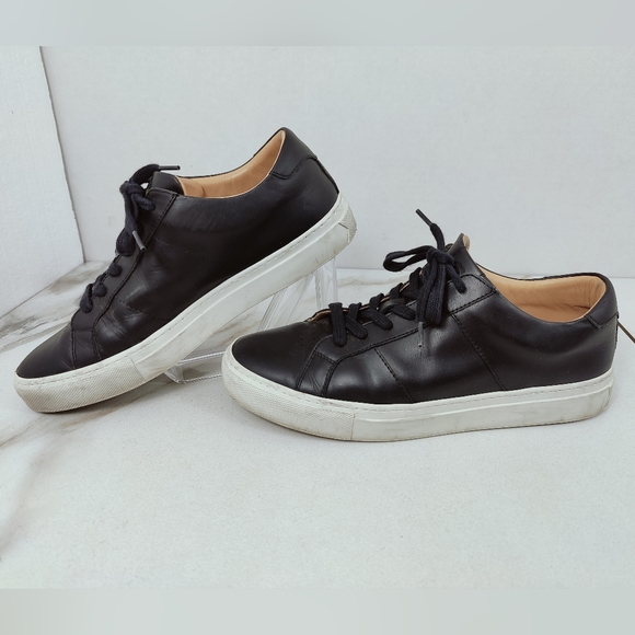Greats Women's Black Leather Lace Up Low Sneakers, Sz 10 - Picture 1 of 9